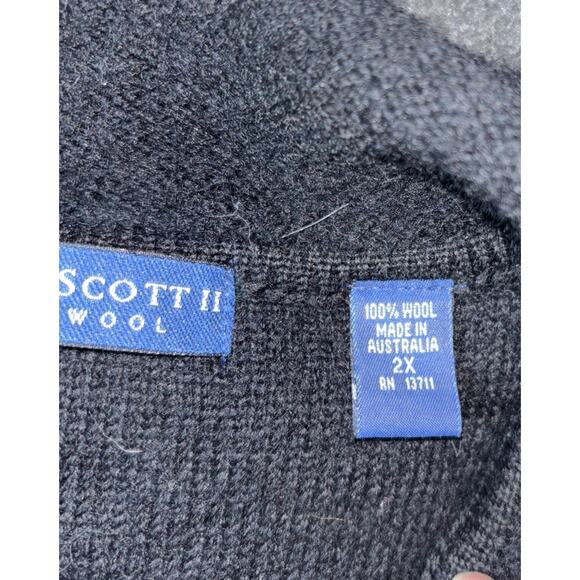 Karen Scott Sz 2X 100% Wool Zip Up Cardigan Black Sweater - Picture 3 of 6